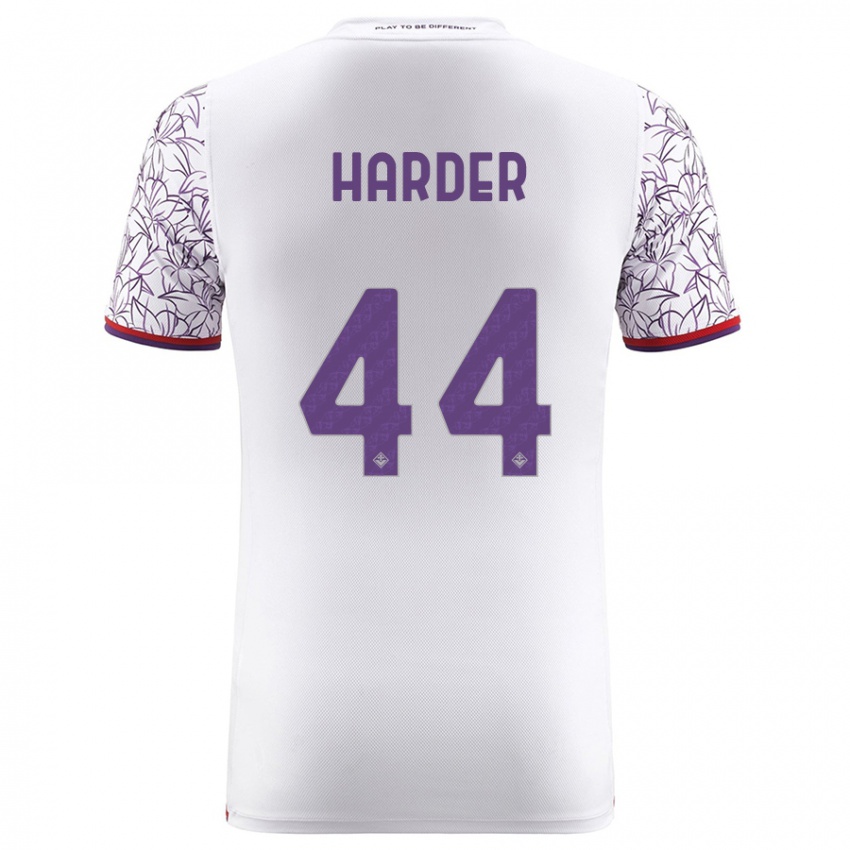 Damen Jonas Harder #44 Weiß Auswärtstrikot Trikot 2023/24 T-Shirt Belgien