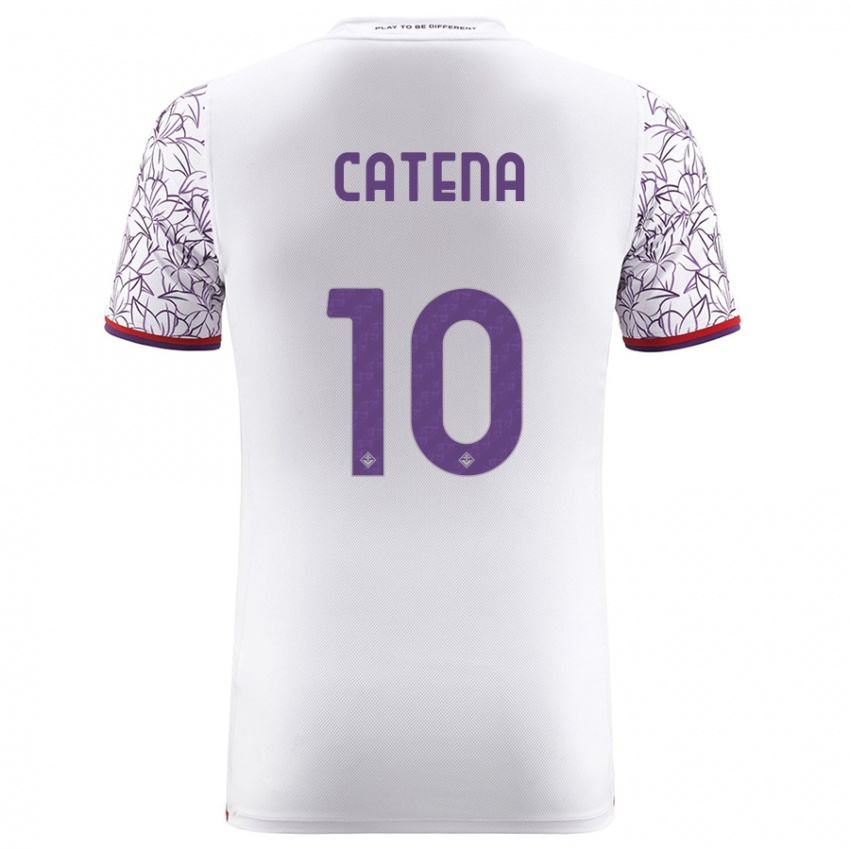 Dames Michaela Catena #10 Wit Uitshirt Uittenue 2023/24 T-Shirt België