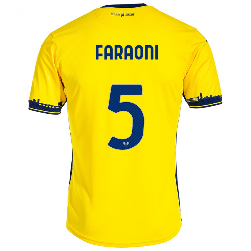 Damen Davide Faraoni #5 Gelb Auswärtstrikot Trikot 2023/24 T-Shirt Belgien