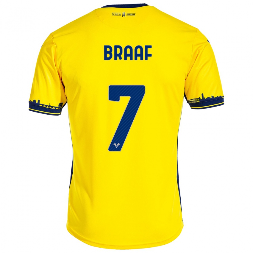 Damen Jayden Braaf #7 Gelb Auswärtstrikot Trikot 2023/24 T-Shirt Belgien