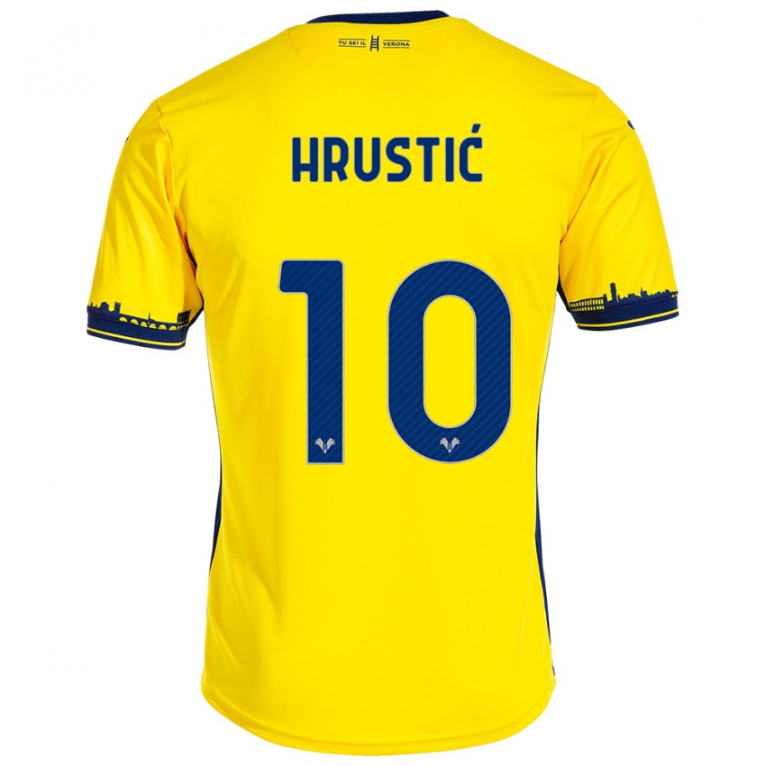 Damen Ajdin Hrustic #10 Gelb Auswärtstrikot Trikot 2023/24 T-Shirt Belgien