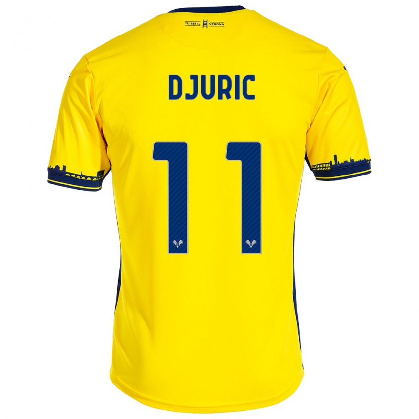 Dames Milan Djuric #11 Geel Uitshirt Uittenue 2023/24 T-Shirt België