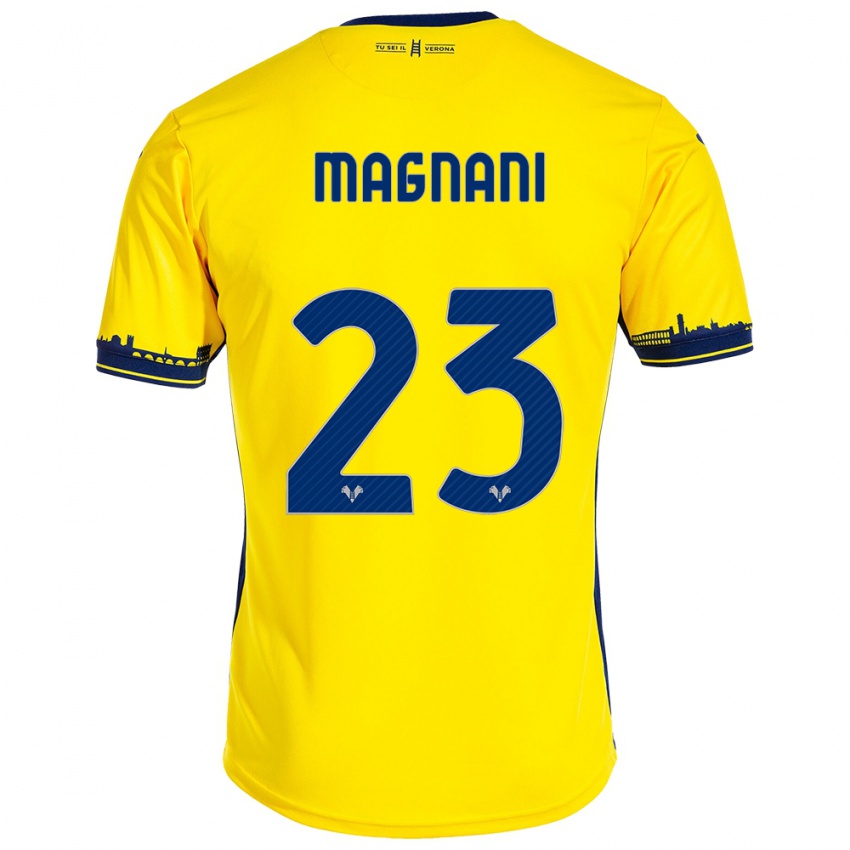 Damen Giangiacomo Magnani #23 Gelb Auswärtstrikot Trikot 2023/24 T-Shirt Belgien