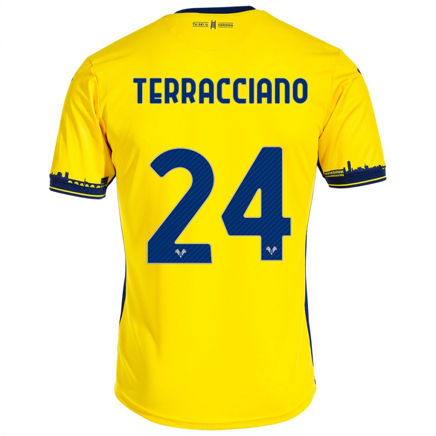 Damen Filippo Terracciano #24 Gelb Auswärtstrikot Trikot 2023/24 T-Shirt Belgien