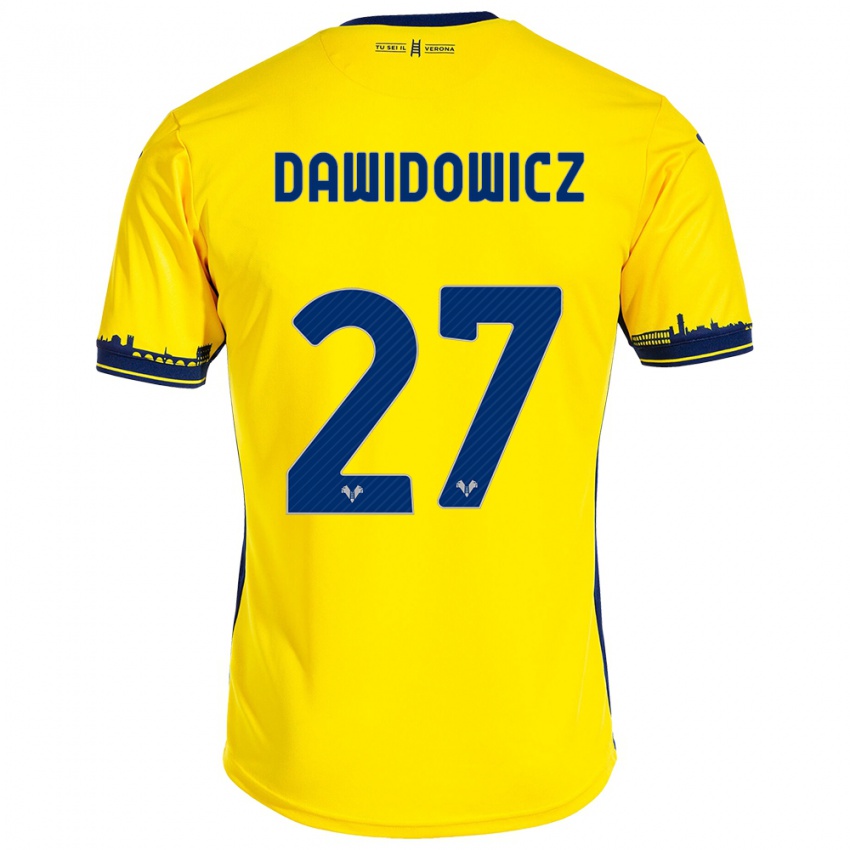 Damen Pawel Dawidowicz #27 Gelb Auswärtstrikot Trikot 2023/24 T-Shirt Belgien