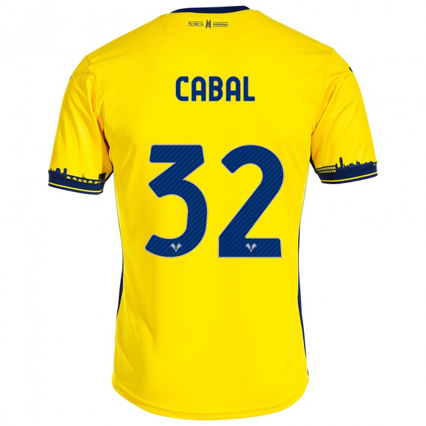Dames Juan Cabal #32 Geel Uitshirt Uittenue 2023/24 T-Shirt België