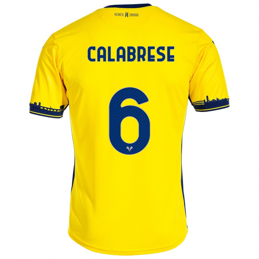 Damen Nicolò Calabrese #6 Gelb Auswärtstrikot Trikot 2023/24 T-Shirt Belgien