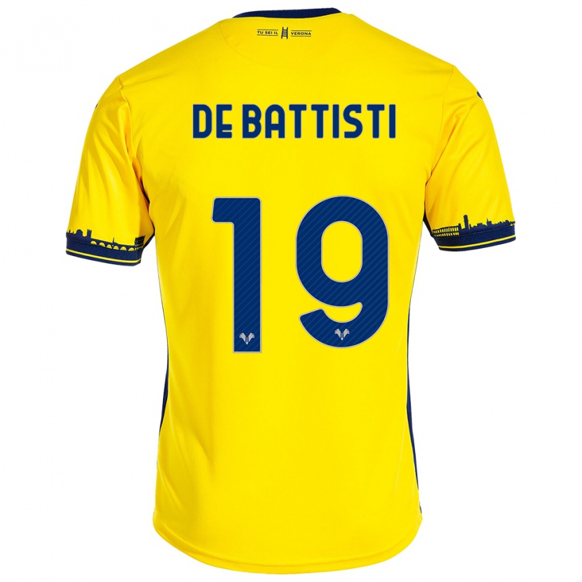 Damen Davide De Battisti #19 Gelb Auswärtstrikot Trikot 2023/24 T-Shirt Belgien