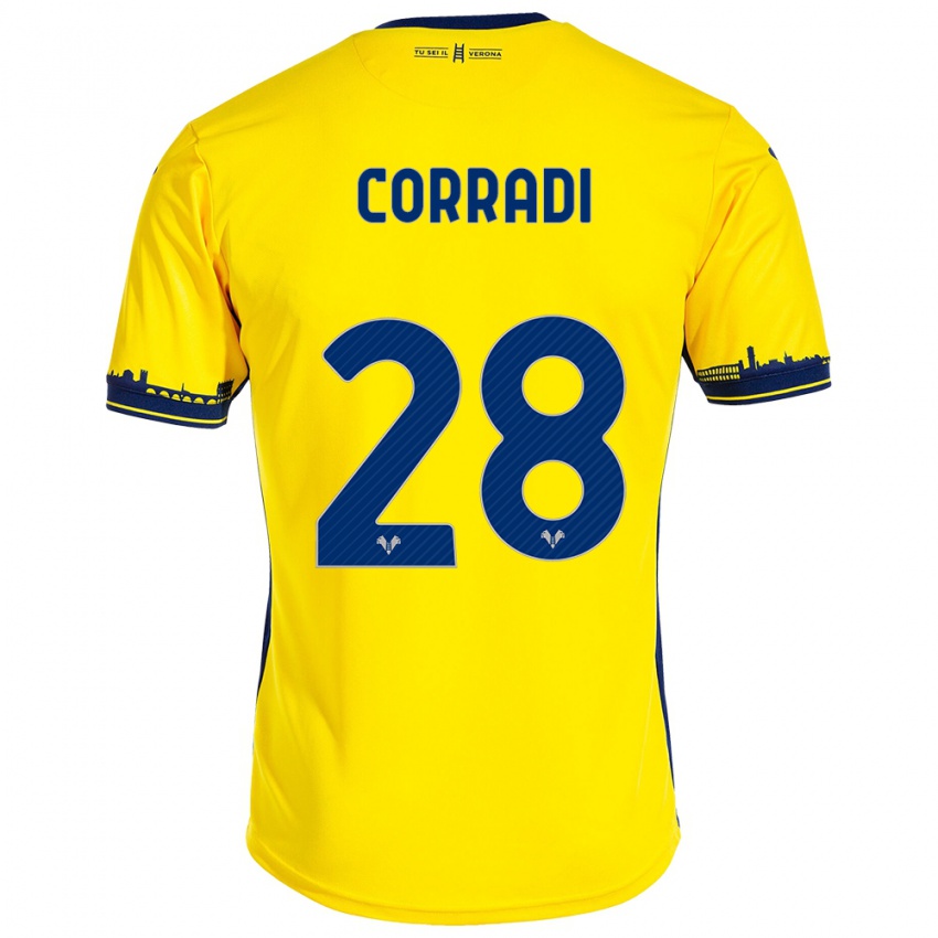 Damen Christian Corradi #28 Gelb Auswärtstrikot Trikot 2023/24 T-Shirt Belgien