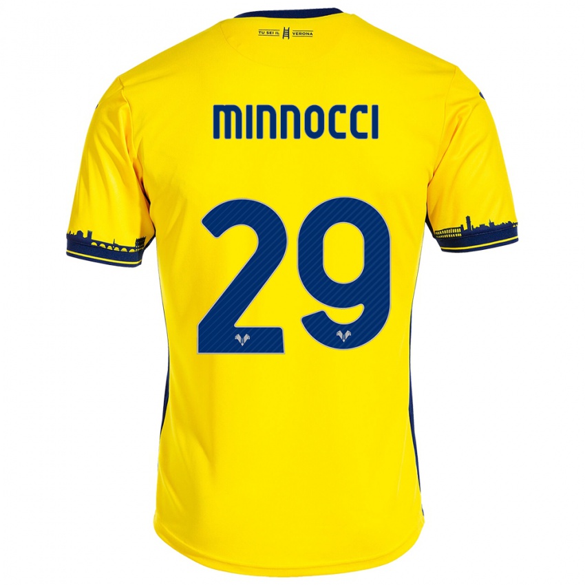 Damen Valerio Minnocci #29 Gelb Auswärtstrikot Trikot 2023/24 T-Shirt Belgien