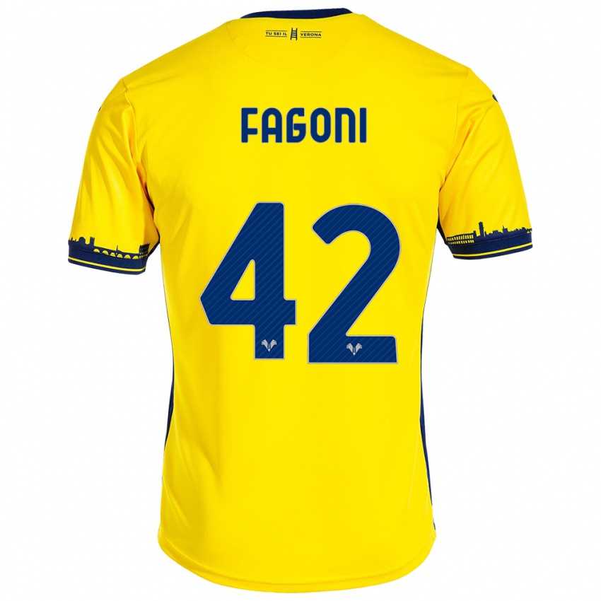 Dames Marco Fagoni #42 Geel Uitshirt Uittenue 2023/24 T-Shirt België