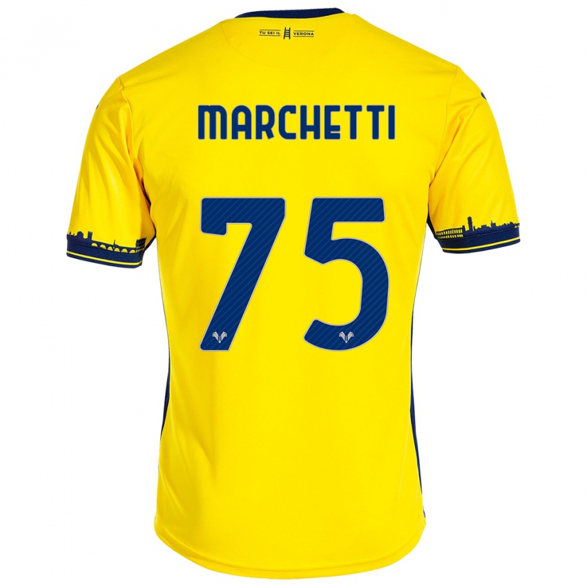 Damen Nicolò Marchetti #75 Gelb Auswärtstrikot Trikot 2023/24 T-Shirt Belgien