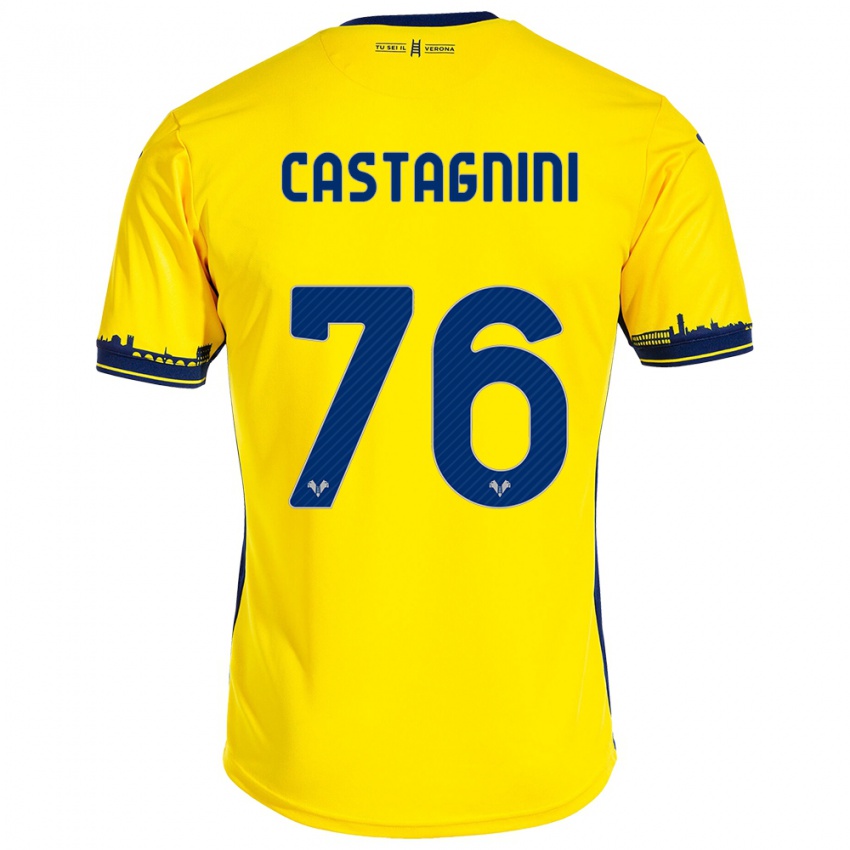 Damen Mirko Castagnini #76 Gelb Auswärtstrikot Trikot 2023/24 T-Shirt Belgien