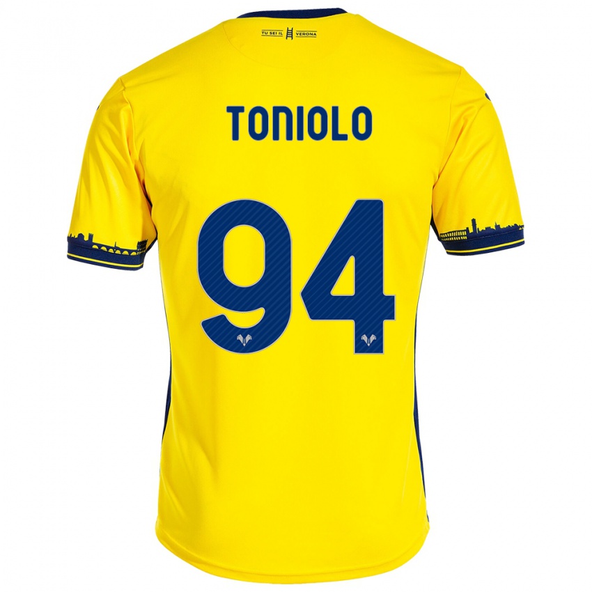 Damen Giacomo Toniolo #94 Gelb Auswärtstrikot Trikot 2023/24 T-Shirt Belgien