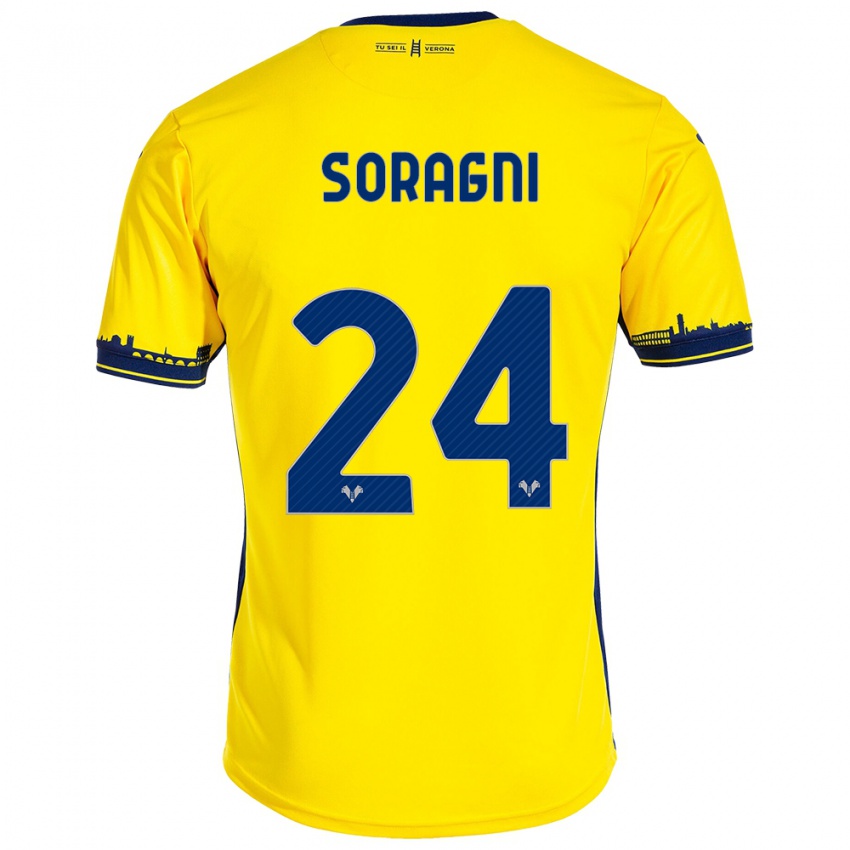 Dames Alberto Soragni #24 Geel Uitshirt Uittenue 2023/24 T-Shirt België