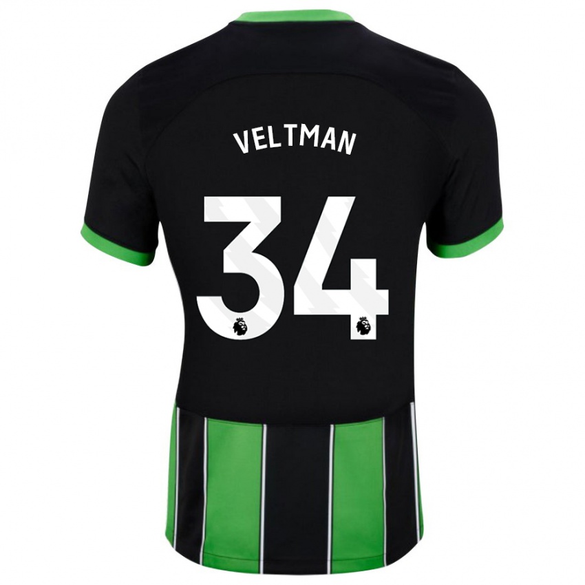 Femme Maillot Joel Veltman #34 Vert Noir Tenues Extérieur 2023/24 T-Shirt Belgique
