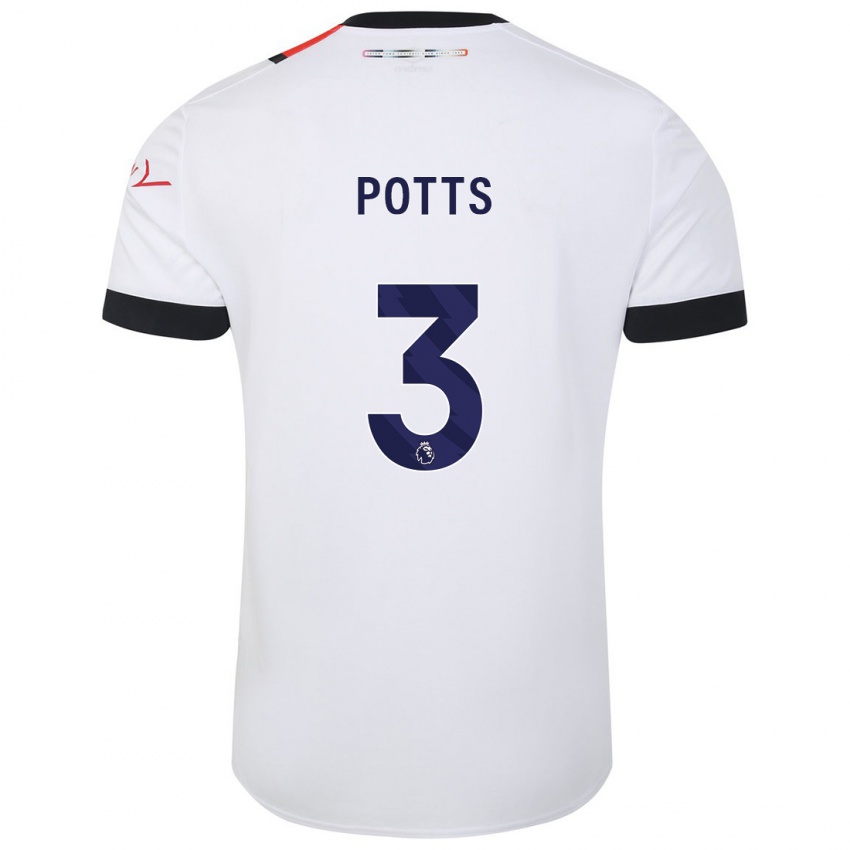 Dames Dan Potts #3 Wit Uitshirt Uittenue 2023/24 T-Shirt België