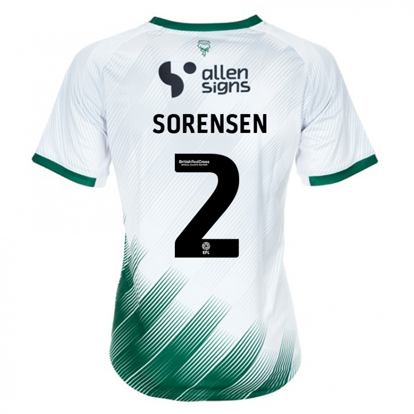 Damen Lasse Sörensen #2 Weiß Auswärtstrikot Trikot 2023/24 T-Shirt Belgien
