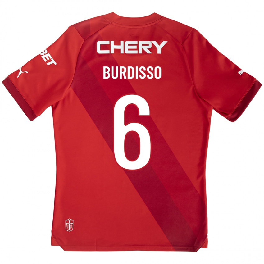 Damen Guillermo Burdisso #6 Rot Auswärtstrikot Trikot 2023/24 T-Shirt Belgien