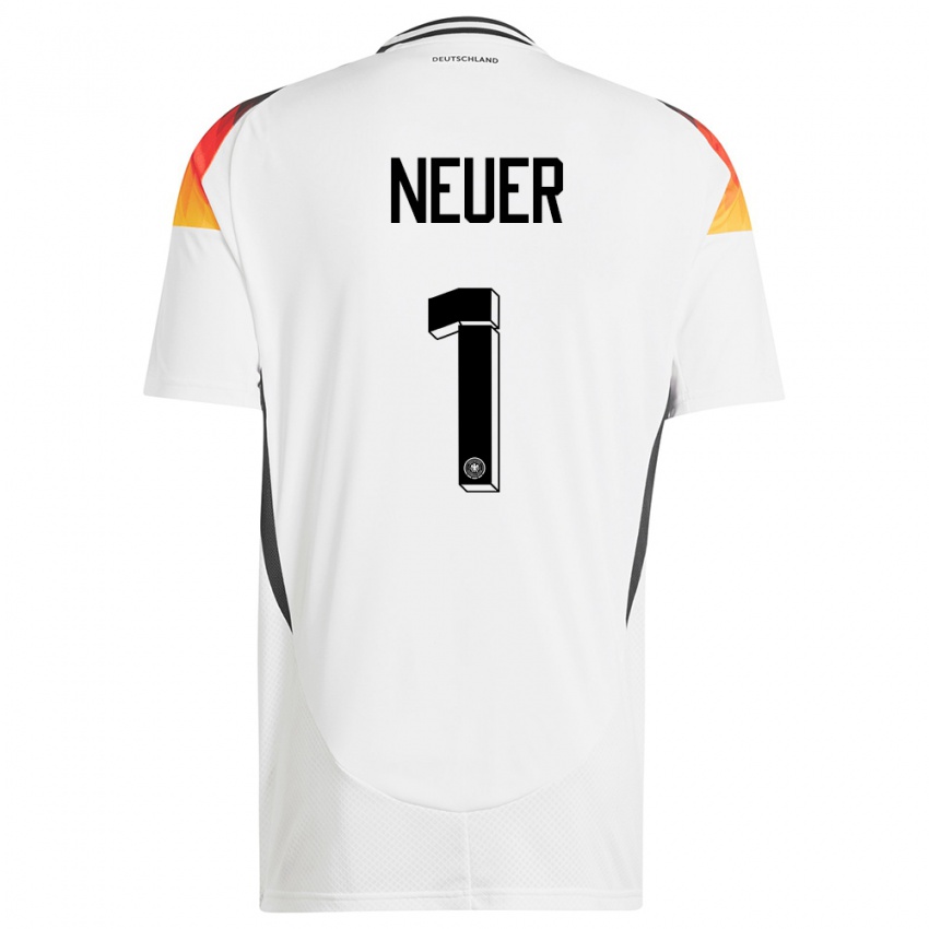 Kinder Deutschland Manuel Neuer #1 Weiß Heimtrikot Trikot 24-26 T-Shirt Belgien