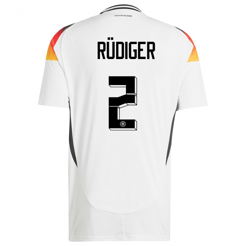 Kinder Deutschland Antonio Rudiger #2 Weiß Heimtrikot Trikot 24-26 T-Shirt Belgien