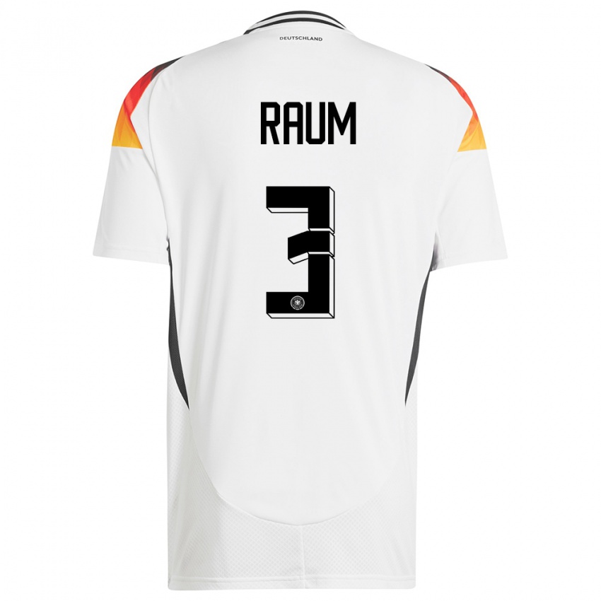 Enfant Maillot Allemagne David Raum #3 Blanc Tenues Domicile 24-26 T-Shirt Belgique