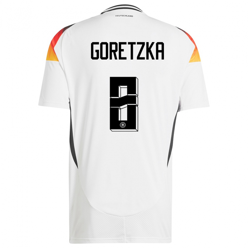Enfant Maillot Allemagne Leon Goretzka #8 Blanc Tenues Domicile 24-26 T-Shirt Belgique
