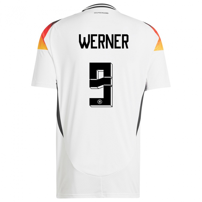 Kinderen Duitsland Timo Werner #9 Wit Thuisshirt Thuistenue 24-26 T-Shirt België