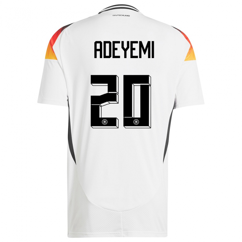 Kinder Deutschland Karim Adeyemi #20 Weiß Heimtrikot Trikot 24-26 T-Shirt Belgien