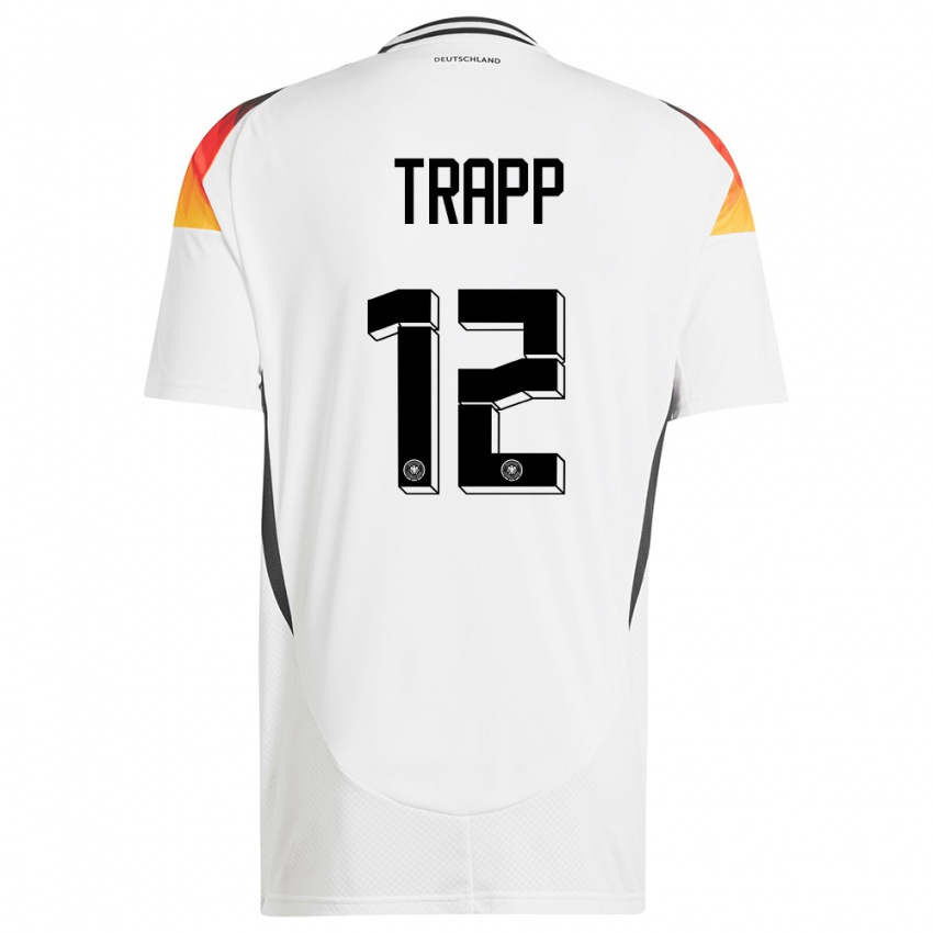 Enfant Maillot Allemagne Kevin Trapp #12 Blanc Tenues Domicile 24-26 T-Shirt Belgique