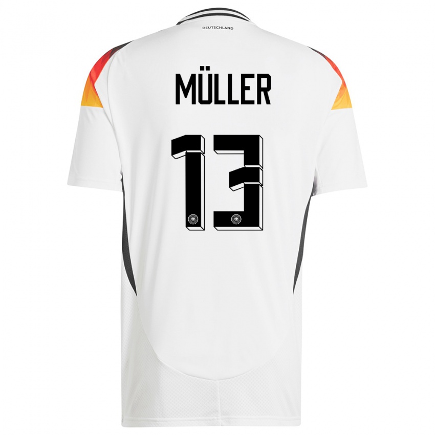 Kinderen Duitsland Thomas Muller #13 Wit Thuisshirt Thuistenue 24-26 T-Shirt België