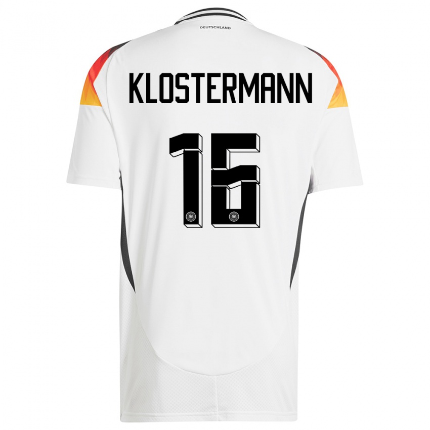 Kinder Deutschland Lukas Klostermann #16 Weiß Heimtrikot Trikot 24-26 T-Shirt Belgien