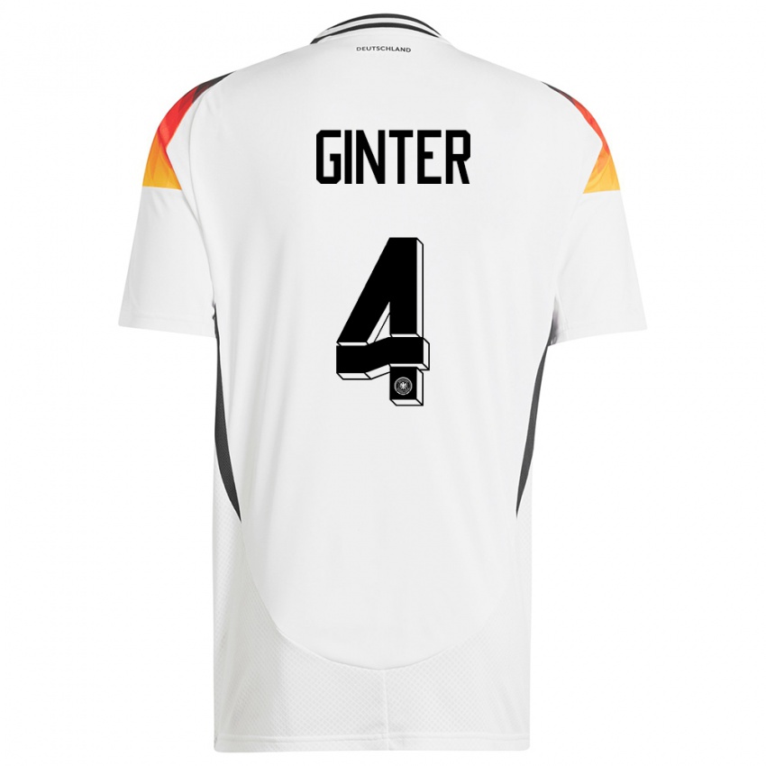 Enfant Maillot Allemagne Matthias Ginter #4 Blanc Tenues Domicile 24-26 T-Shirt Belgique