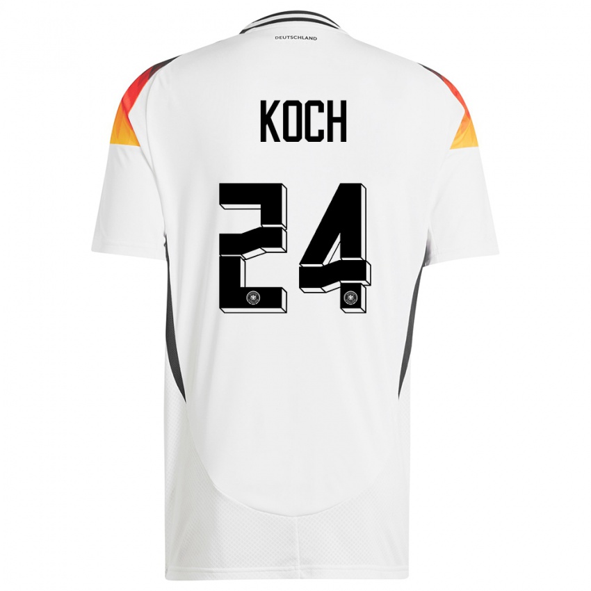 Kinder Deutschland Robin Koch #24 Weiß Heimtrikot Trikot 24-26 T-Shirt Belgien
