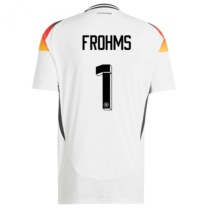 Enfant Maillot Allemagne Merle Frohms #1 Blanc Tenues Domicile 24-26 T-Shirt Belgique