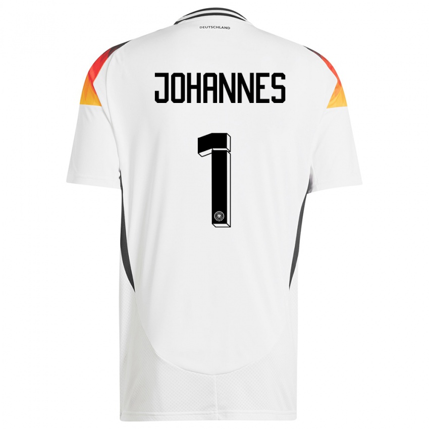 Enfant Maillot Allemagne Stina Johannes #1 Blanc Tenues Domicile 24-26 T-Shirt Belgique