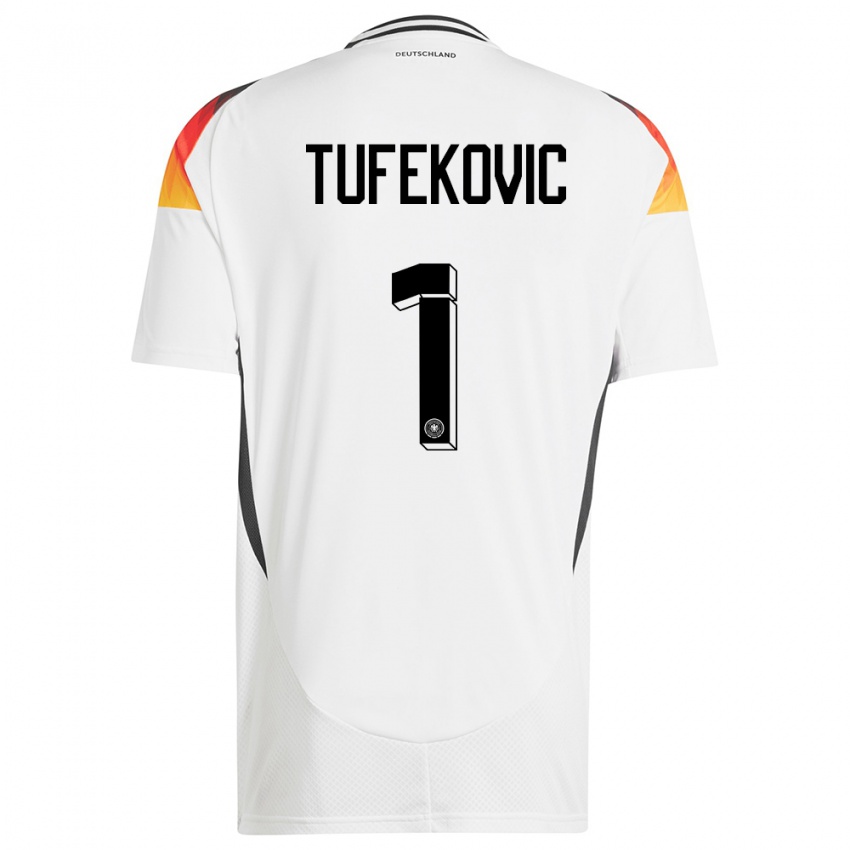 Enfant Maillot Allemagne Martina Tufekovic #1 Blanc Tenues Domicile 24-26 T-Shirt Belgique