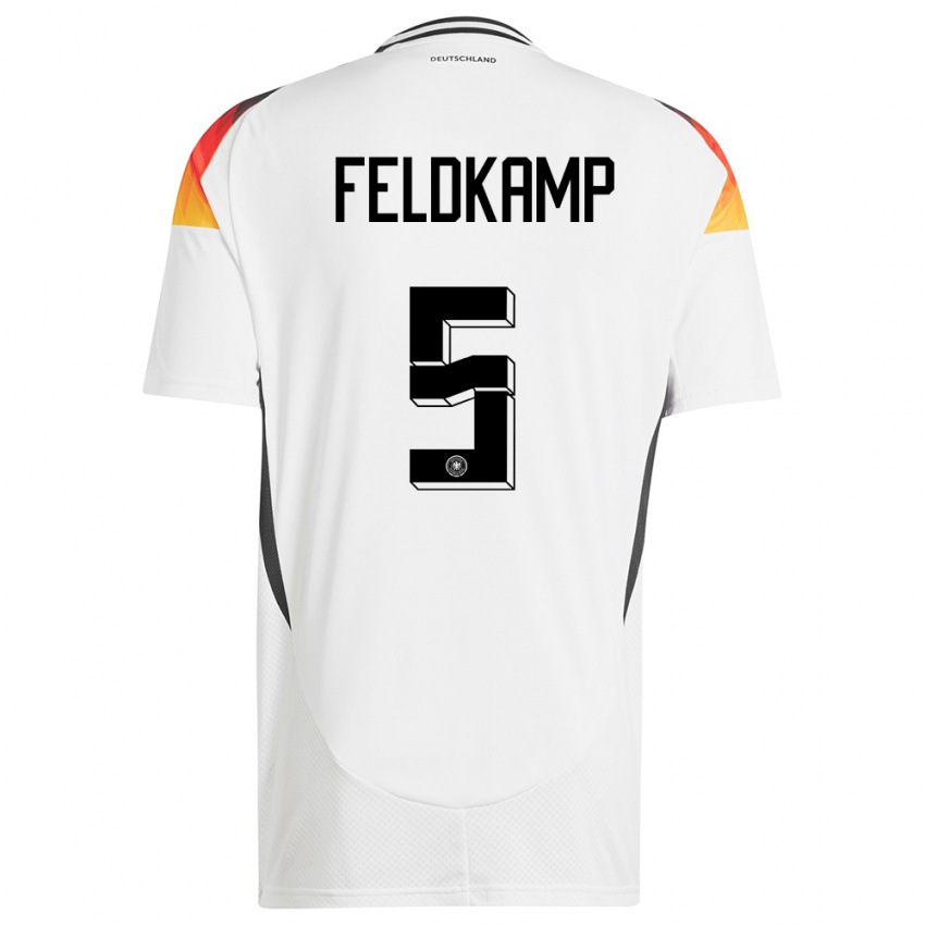 Kinder Deutschland Jana Feldkamp #5 Weiß Heimtrikot Trikot 24-26 T-Shirt Belgien
