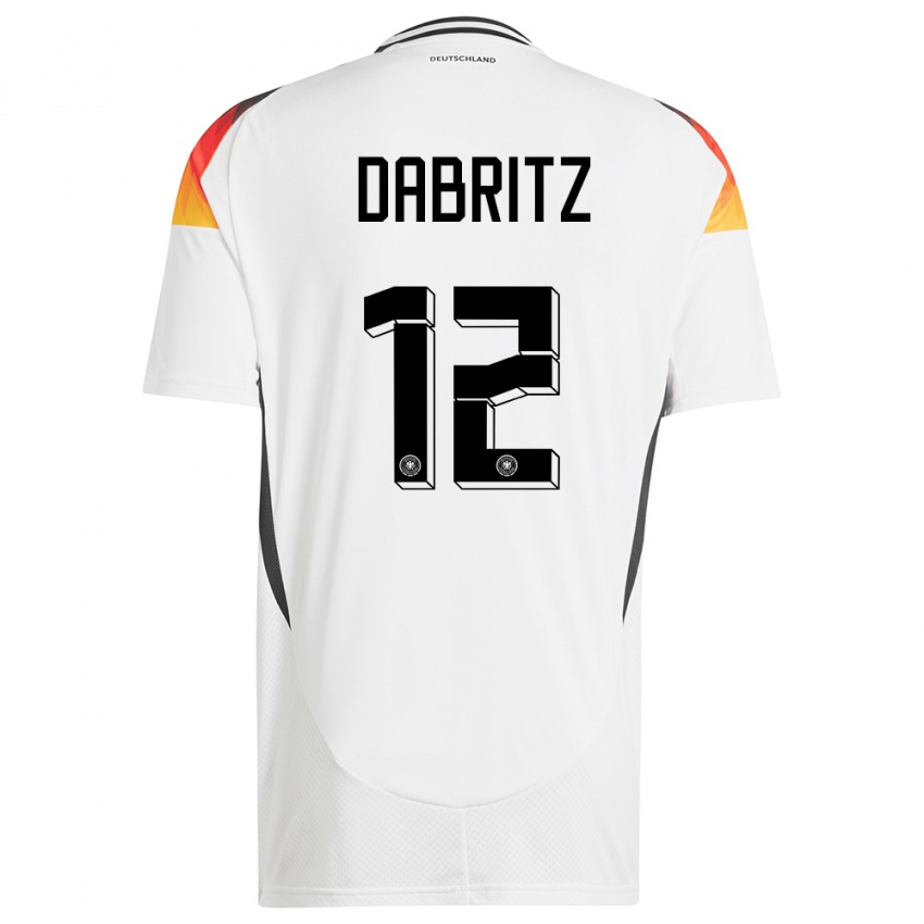 Kinder Deutschland Sara Dabritz #12 Weiß Heimtrikot Trikot 24-26 T-Shirt Belgien