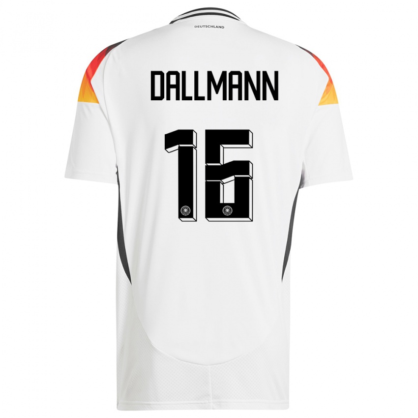 Enfant Maillot Allemagne Linda Dallmann #16 Blanc Tenues Domicile 24-26 T-Shirt Belgique