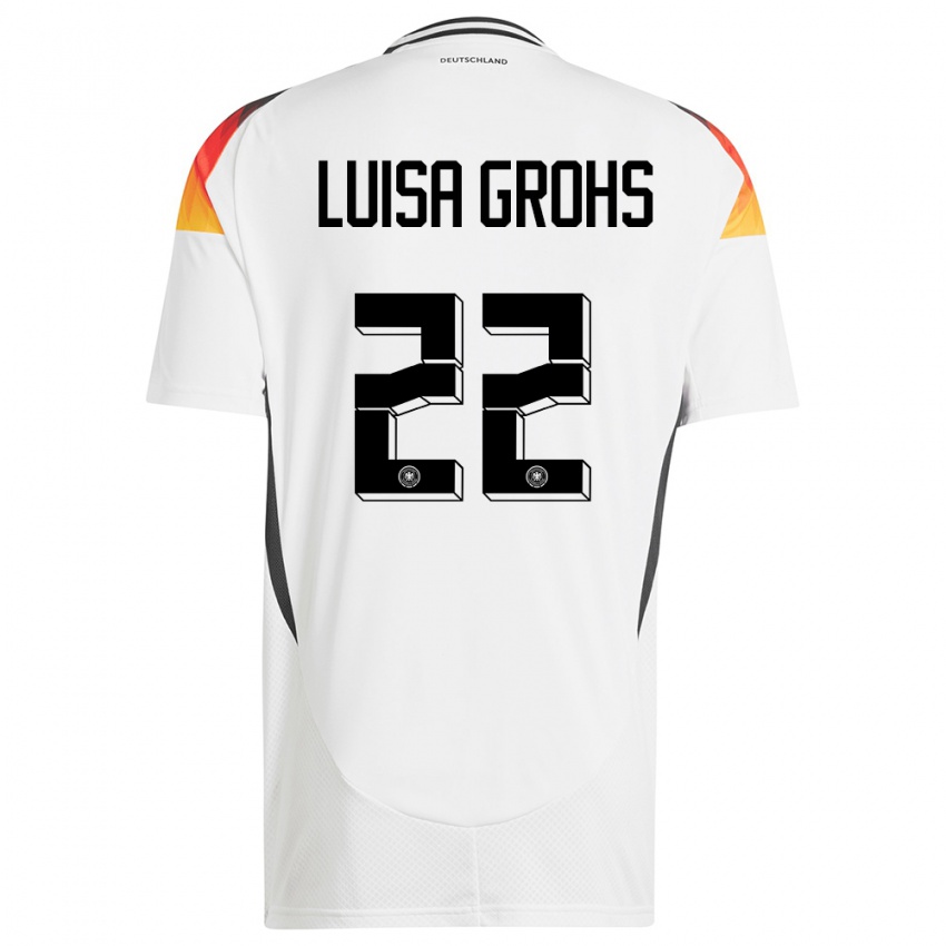 Kinder Deutschland Maria Luisa Grohs #22 Weiß Heimtrikot Trikot 24-26 T-Shirt Belgien