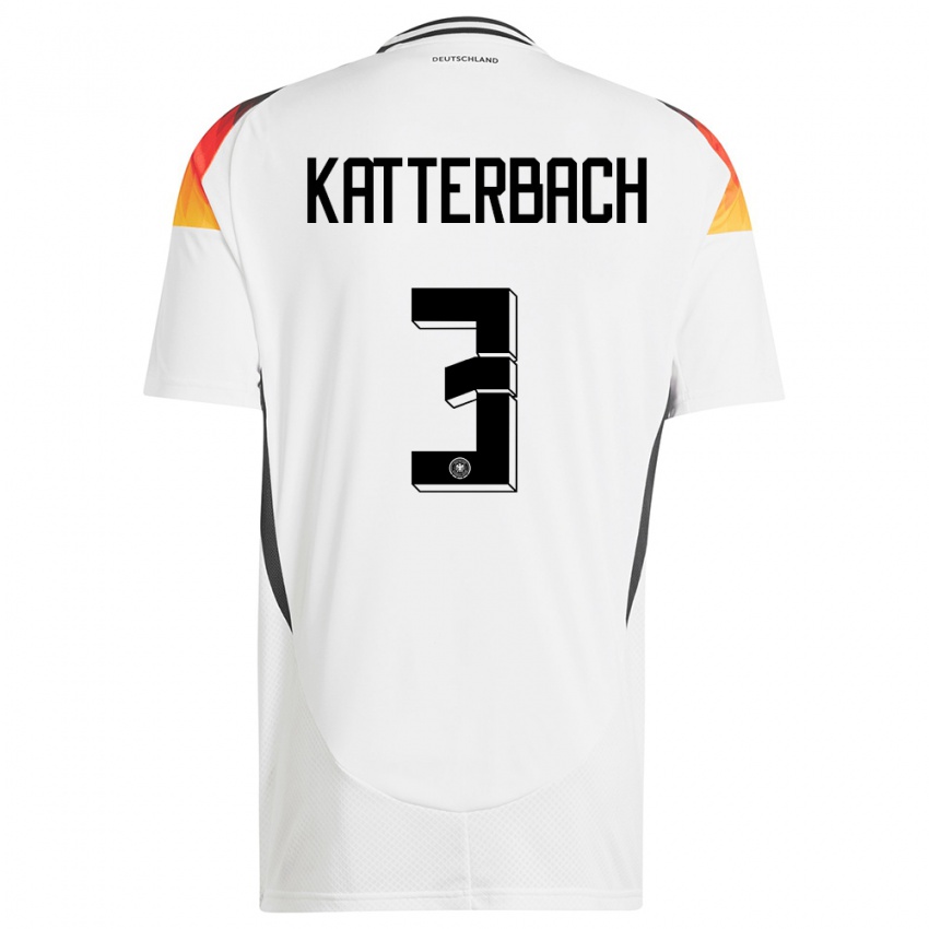 Kinder Deutschland Noah Katterbach #3 Weiß Heimtrikot Trikot 24-26 T-Shirt Belgien