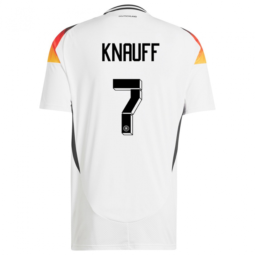 Kinder Deutschland Ansgar Knauff #7 Weiß Heimtrikot Trikot 24-26 T-Shirt Belgien