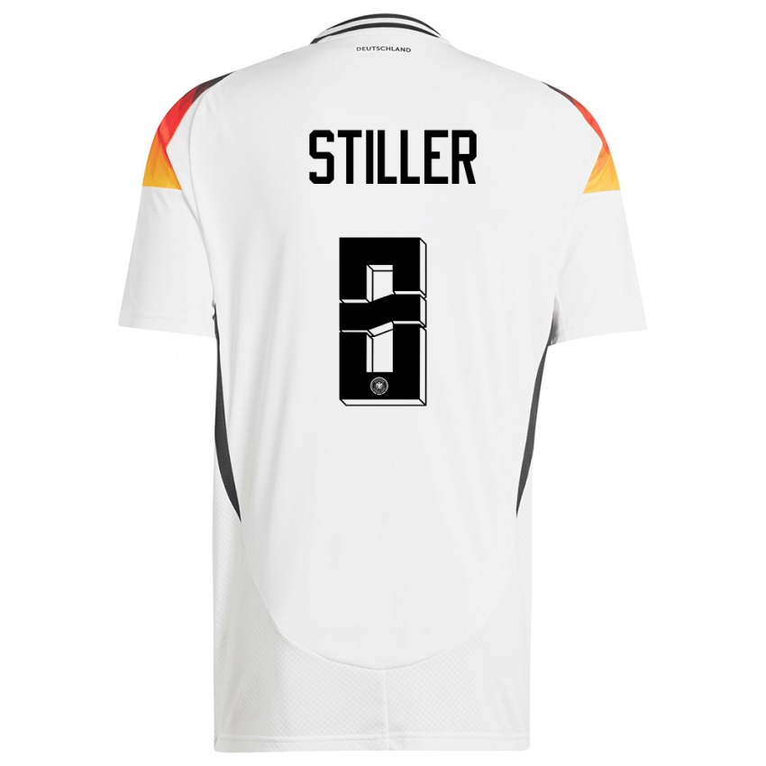 Kinder Deutschland Angelo Stiller #8 Weiß Heimtrikot Trikot 24-26 T-Shirt Belgien