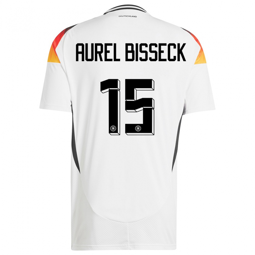 Kinder Deutschland Yann Aurel Bisseck #15 Weiß Heimtrikot Trikot 24-26 T-Shirt Belgien