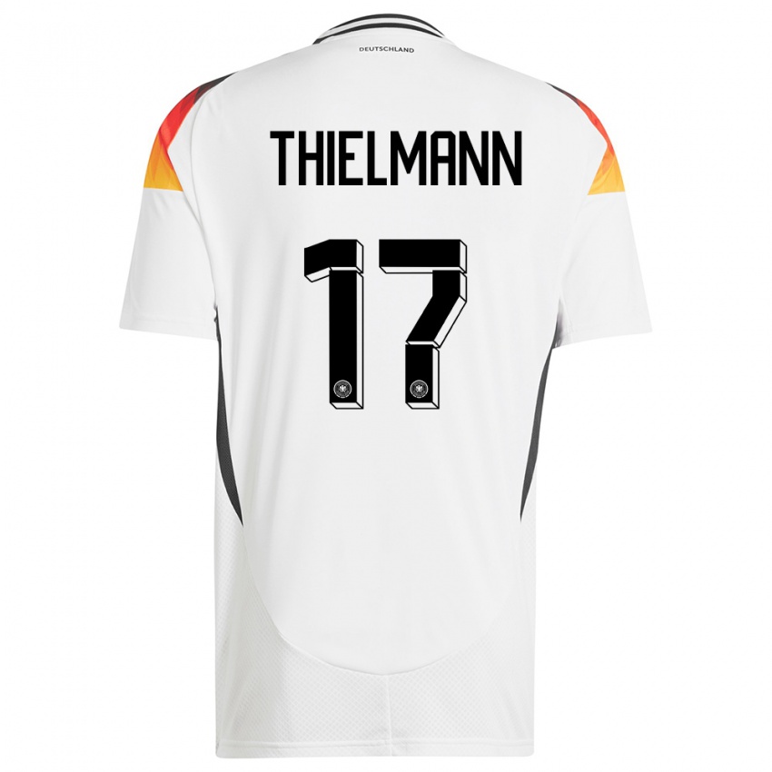 Kinder Deutschland Jan Thielmann #17 Weiß Heimtrikot Trikot 24-26 T-Shirt Belgien