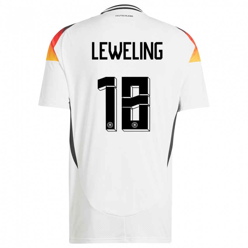Kinder Deutschland Jamie Leweling #18 Weiß Heimtrikot Trikot 24-26 T-Shirt Belgien