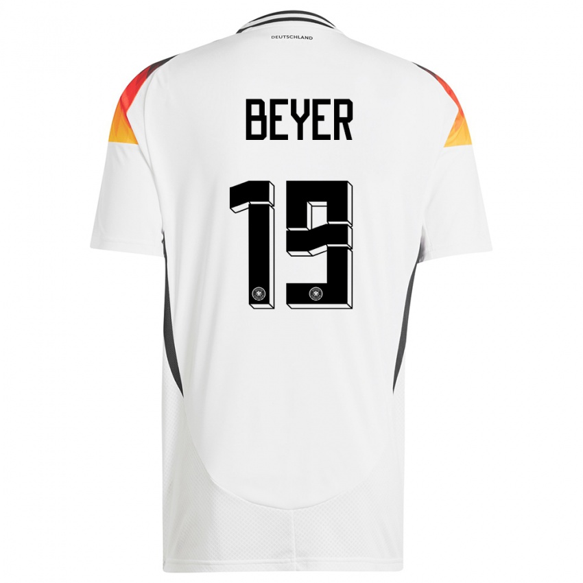Kinder Deutschland Jordan Beyer #19 Weiß Heimtrikot Trikot 24-26 T-Shirt Belgien