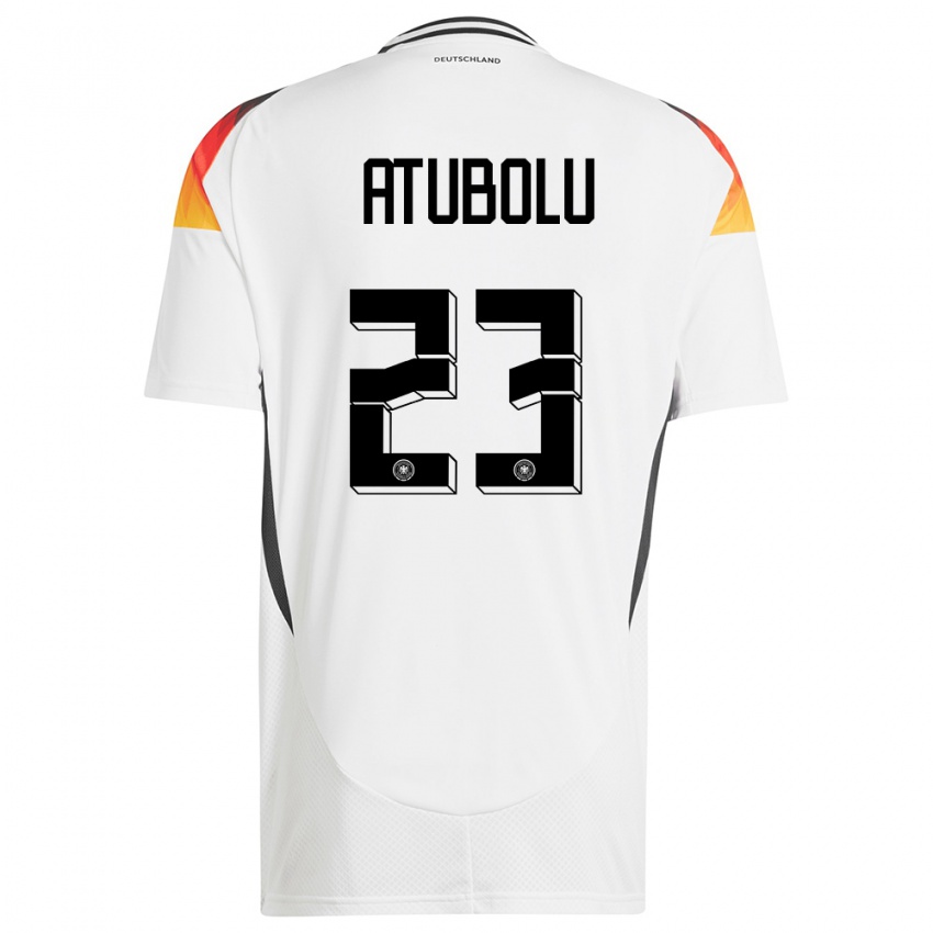 Kinder Deutschland Noah Atubolu #23 Weiß Heimtrikot Trikot 24-26 T-Shirt Belgien
