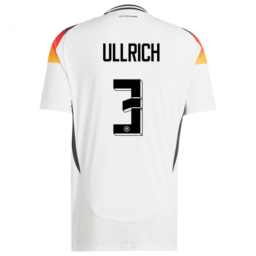 Kinderen Duitsland Lukas Ullrich #3 Wit Thuisshirt Thuistenue 24-26 T-Shirt België